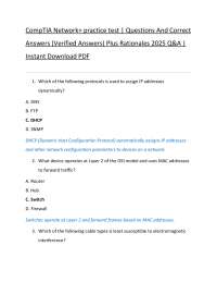 CompTIA Network+ practice test | Questions And Correct  Answers (Verified Answers) Plus Ra