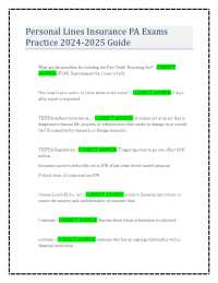 Personal Lines Insurance PA Exams Practice 2024-2025 Guide