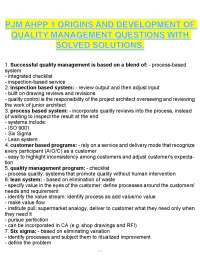PJM AHPP 1 ORIGINS AND DEVELOPMENT OF QUALITY EXAM QUESTIONS AND ANSWERS WELL ILLUSTRATED.