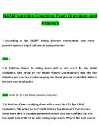 NASM Nutrition Coaching Exam tested questions with revised correct answers, a+ guarantee