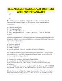 2025 ANCC 25 PRACTICE EXAM QUESTIONS WITH CORRECT ANSWERS