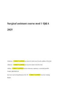 Surgical assistant course mod 1 Q &A
