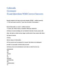 Colorado Licensure Exam Questions With Correct Answers