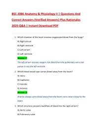 BSC 2086 Anatomy & Physiology II | Questions And  Correct Answers (Verified Answers) Plus