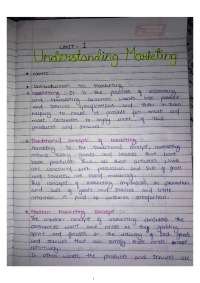 Unit 1 principles of marketing