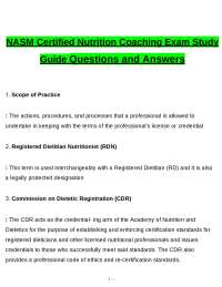 NASM Certified Nutrition Coaching Exam Study