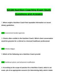 NASM Nutrition Coaching Exam Study tested questions with revised correct answers, a+ gua