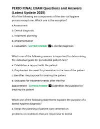 PERIO FINAL EXAM Questions and Answers (Latest Update 2025)