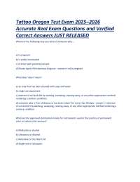 Tattoo Oregon Test Exam 2025–2026 tattoo artists preparing for Oregon licensure Accurate R