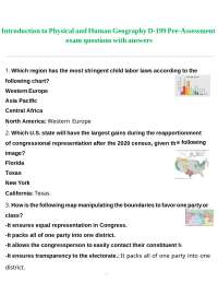 Geography Exam Questions: Pre-Assessment for Physical and Human Geography