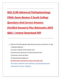 NSG 5140 Advanced Pathophysiology FINAL Exam Review 2 South College Questions And Correct