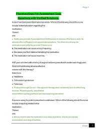 Pharmacology Pre-Assessment Quiz Questions with Verified Solutions.