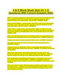 H & R Block Study Quiz Ch 1-11 Questions With Correct Answers 2025.pdf   H&R Block Challen