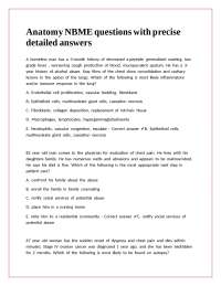 Anatomy NBME questions with precise detailed answers