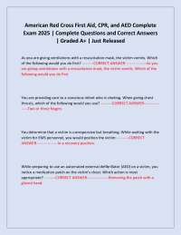 American Red Cross First Aid, CPR, and AED Complete Exam 2025 | Questions and Answers