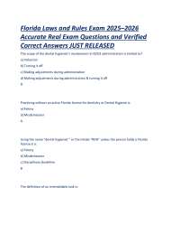 Florida Laws and Rules Exam 2025–2026 Accurate Real Exam Questions and Verified Correct An