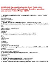 NURS 4040 Cerebral Dysfunction Study Guide – Key Concepts in Pediatric Neurological Disord