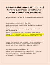 Alberta General Insurance Level 1 Exam 2025 | Complete Questions and Correct Answers