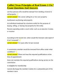 Colibri Texas Principles of Real Estate 1 Ch.7 Exam Questions And Answers