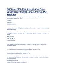 DOT Exam 2025–2026 (Department of Transportation) Accurate Real Exam Questions and Verifie