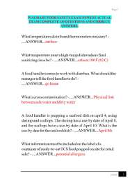 WALMART FOOD SAFETY EXAM NEWEST ACTUAL EXAM COMPLETE 130 QUESTIONS AND CORRECT ANSWERS.