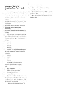 Pediatric Nursing Practice Test Part 1 and 2