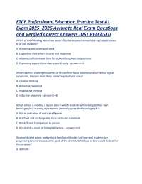 FTCE Professional Education Practice Test #1 Exam 2025–2026 Teacher certification Accurate