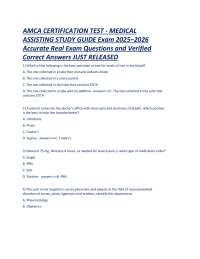 AMCA (American Medical Certification Association) CERTIFICATION TEST - MEDICAL ASSISTING S