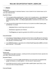 Introduction to International Relations ALL THEORIES AND CONCEPTS