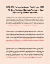 BIOD 331 Pathophysiology Final Exam 2025 | All Questions and Correct Answers