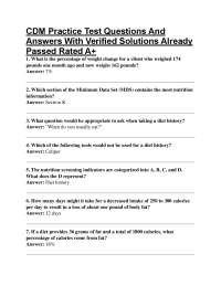 CDM Practice Test Questions And  Answers With Verified Solutions Already  Passed Rated A+