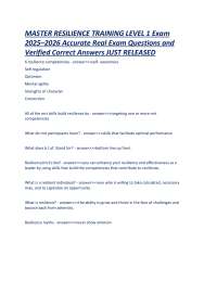 MASTER RESILIENCE TRAINING LEVEL 1 Exam 2025–2026 Accurate Real Exam Questions and Verifie