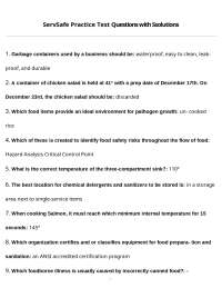 ServSafe Practice Test Questions with Ssolutions