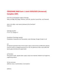 CRSS(FANR) 3060 Exam 1 Latest 2024/2025 (Answered) Complete 100%