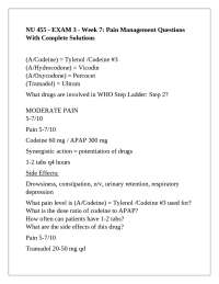 NU 455 - EXAM 3 - Week 7: Pain Management Questions With Complete Solutions