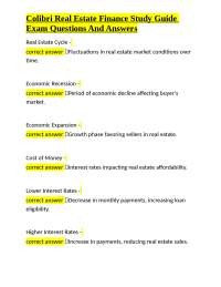 Real Estate Finance Exam Study Guide: Questions and Answers