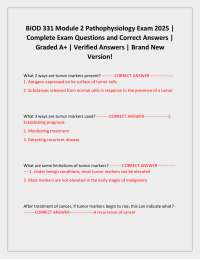BIOD 331 Module 2 Pathophysiology Exam 2025 | Complete Exam Questions and Correct Answers