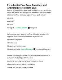 Periodontics Final Exam Questions and Answers (Latest Update 2025)