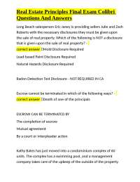 Real Estate Principles Final Exam: Questions and Answers