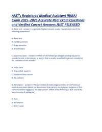 AMT’s Registered Medical Assistant (RMA) Exam 2025–2026 Accurate Real Exam Questions and V