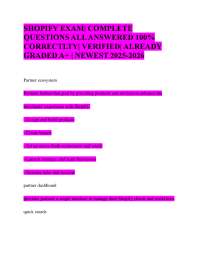 SHOPIFY EXAM| COMPLETE QUESTIONS ALL ANSWERED 100% CORRECTLTY| VERIFIED| ALREADY GRADED A+