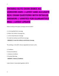 ONTARIO AUTO EXAM (RIBO) ALL  VERSIONS 2025 | LATEST AND ACCURATE  REAL EXAM QUESTIONS