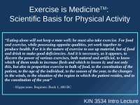 Scientific Basis for Exercise