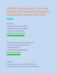 NURS 501 Patho Exam One Theoretical  Foundations Of Advanced Nursing Exam  Questions With