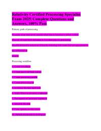 Relativity Certified Processing Specialist Exam 2025| Complete Questions and Answers, 100%