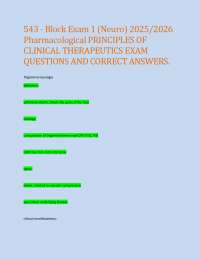 543 - Block Exam 1 (Neuro) 2025/2026 Pharmacological PRINCIPLES OF CLINICAL THERAPEUTICS E