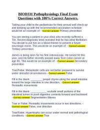 BIOD331 Pathophysiology Final Exam Questions with 100% Correct Answers.