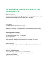 VMT Surgical Nursing Final Exam LATEST 2024.2025 100% ACCURATE GRADED A+
