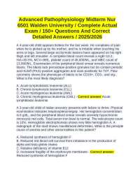 Advanced Pathophysiology Midterm Nur 6501 Walden University / Complete Actual Exam / 150+