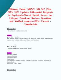Midterm Exam: NR 547/ NR547 (NEW 2025/ 2026 Update) Review| 100% Correct- Chamberlain